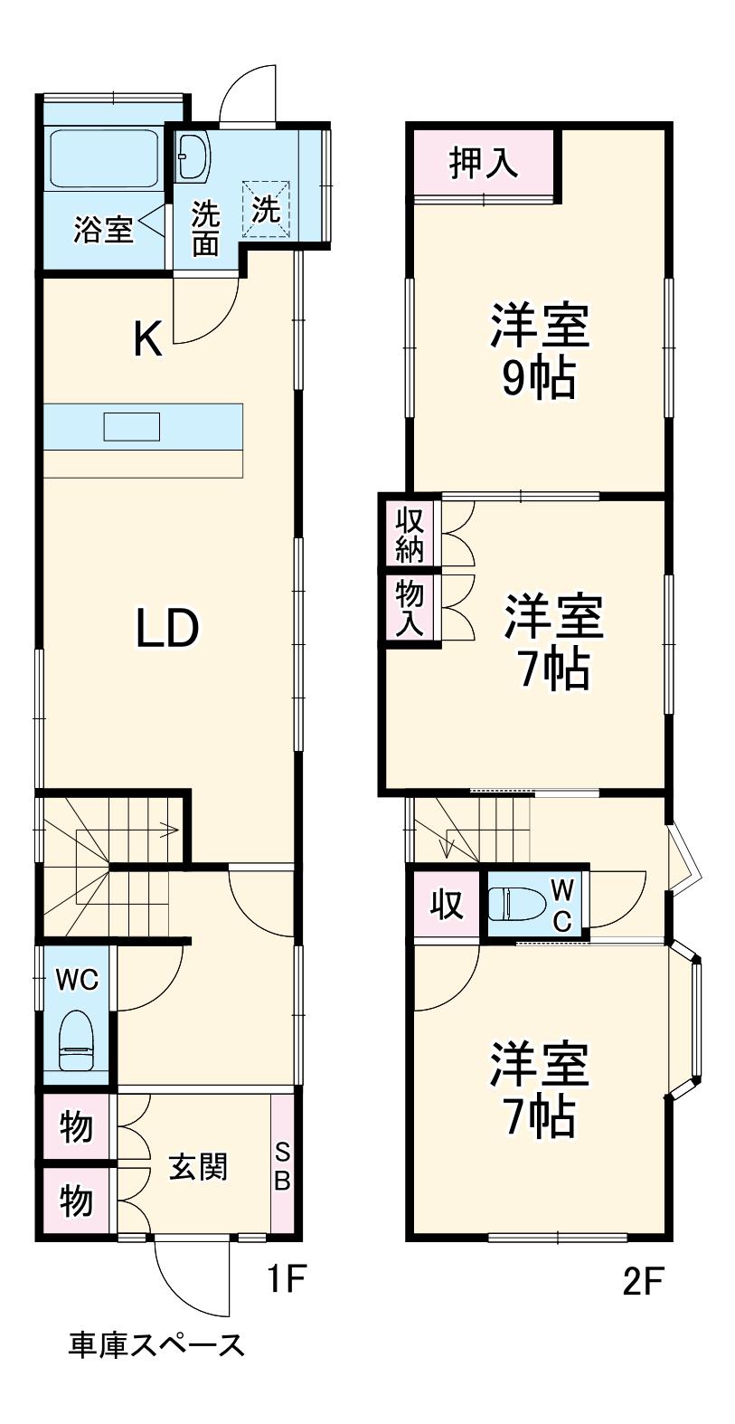 東京地下鉄東西線 浦安駅(千葉) 徒歩7分 2階建 築39年(3LDK)の間取り写真