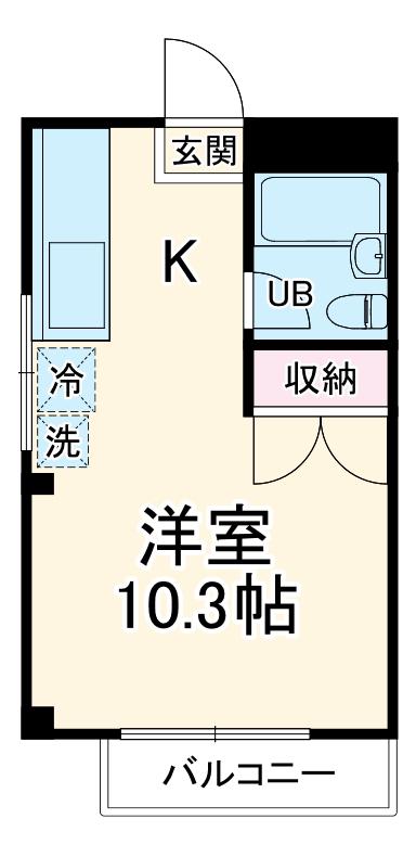パークサイドパレス(ワンルーム/2階)の間取り写真