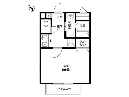 アムール 冨士見(1K/2階)の間取り写真