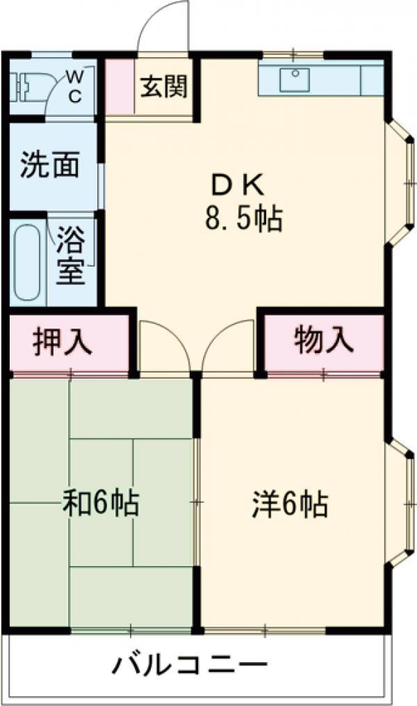 須賀コーポ(2DK/2階)の間取り写真