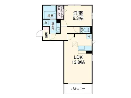 エスポワール(1LDK/1階)の間取り写真