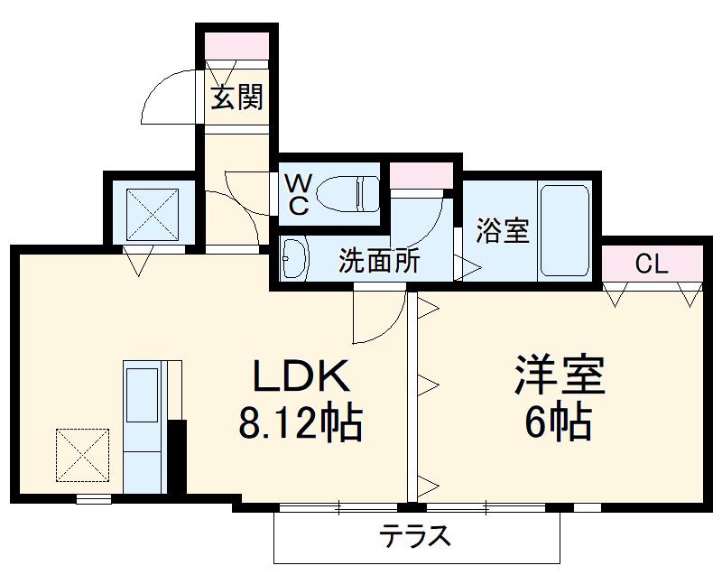 エルエステート(1LDK/1階)の間取り写真
