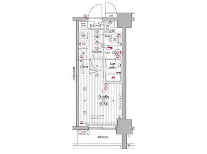 グランド・ガーラ桜木町駅前(1K/3階)の間取り写真