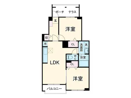 サンワード(2LDK/1階)の間取り写真