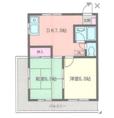 コスモAOI 湘南Ⅰ(2DK/3階)の間取り写真