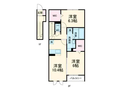 アート クレール A棟(2LDK/2階)の間取り写真