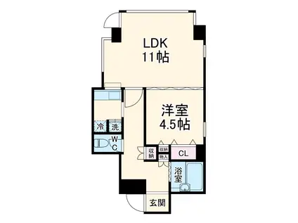 クレストパレス南行徳(1LDK/1階)の間取り写真