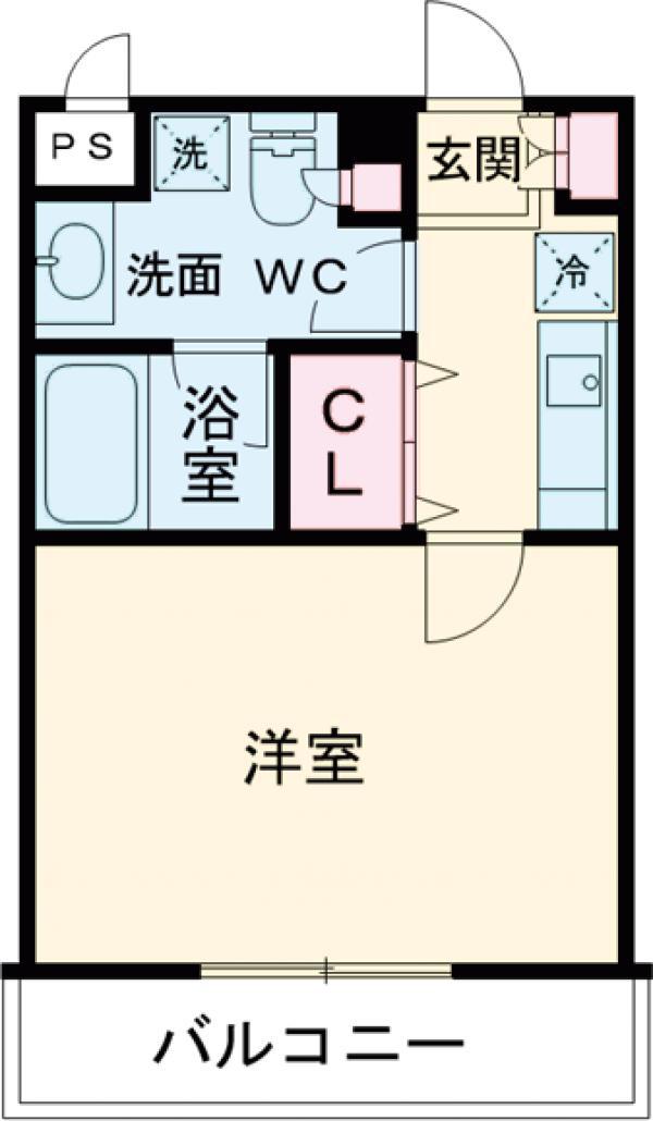 プラシード(1K/1階)の間取り写真