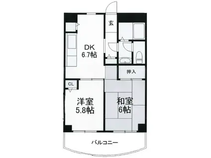 カスタムホームズ浦安(2DK/3階)の間取り写真