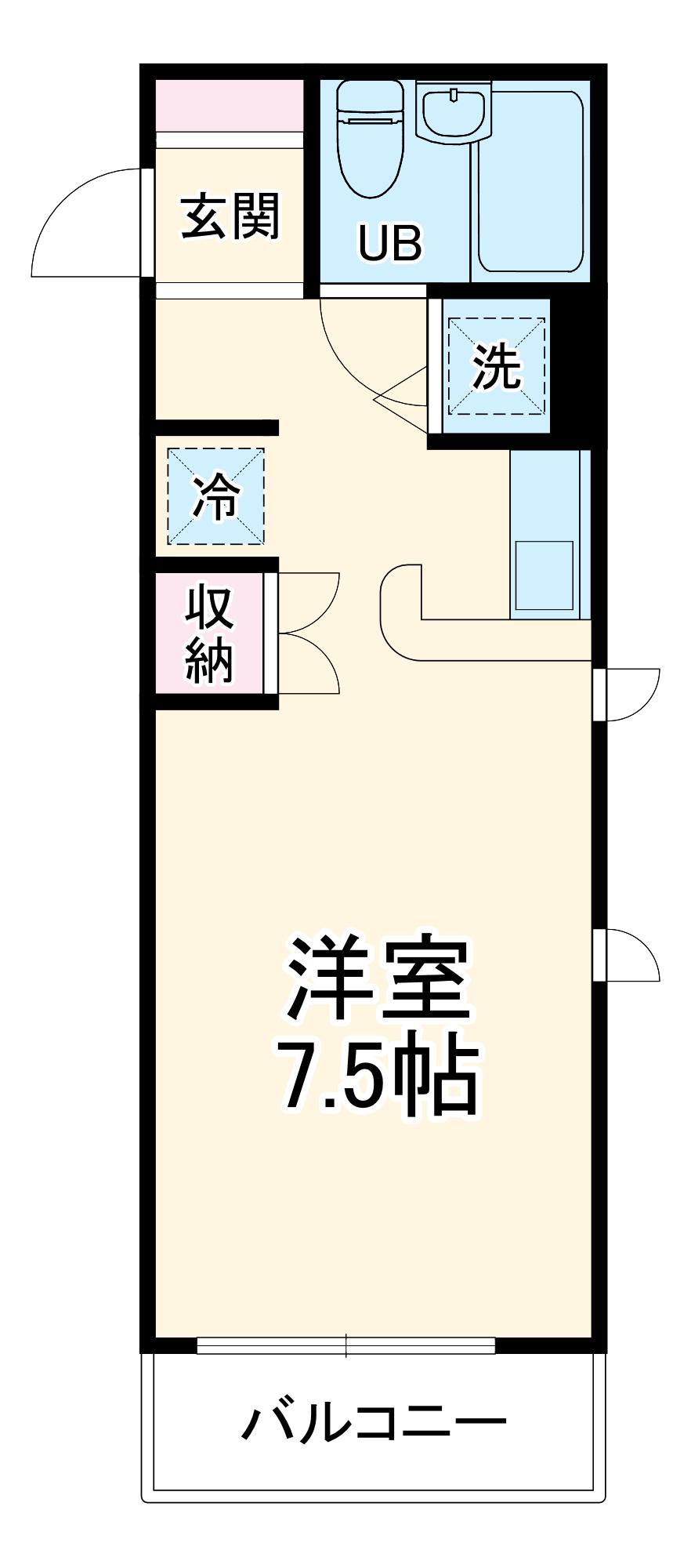 ローズガーデンA47番館(ワンルーム/1階)の間取り写真