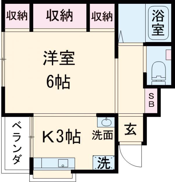 コーポさくら2(1K/1階)の間取り写真