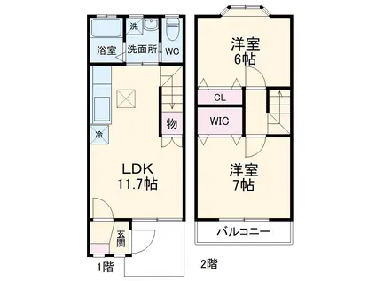 ピア・ドミールⅠ(2LDK)の間取り写真
