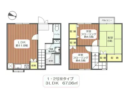 エヴァーグリーンA(3LDK/1階)の間取り写真