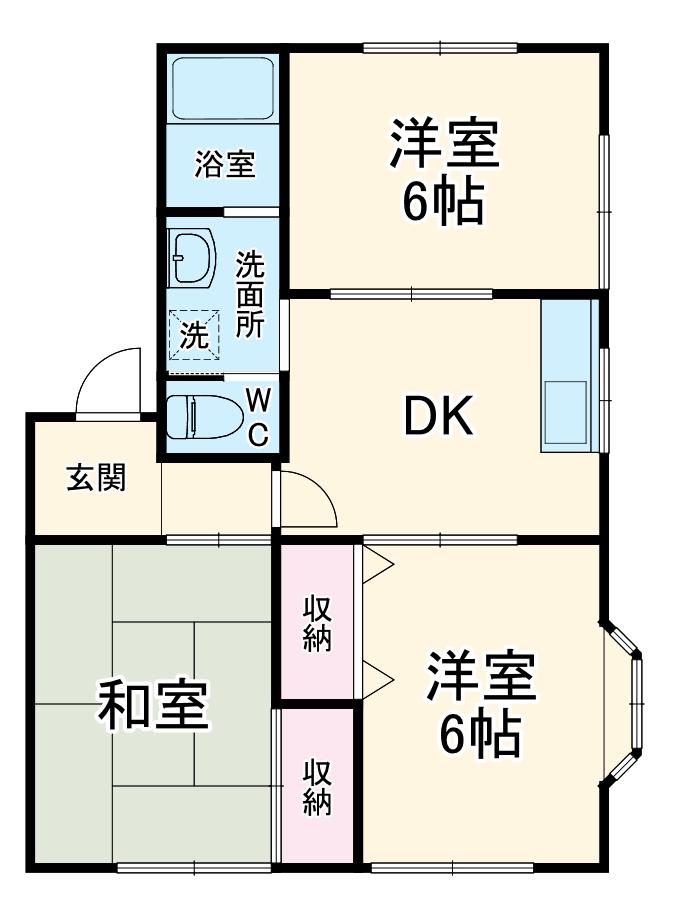 高砂ハイツ B(3DK/1階)の間取り写真