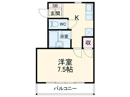 グリーンプラザA(1K/1階)の間取り写真