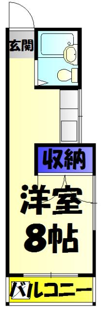 パラストみなみ(ワンルーム/2階)の間取り写真
