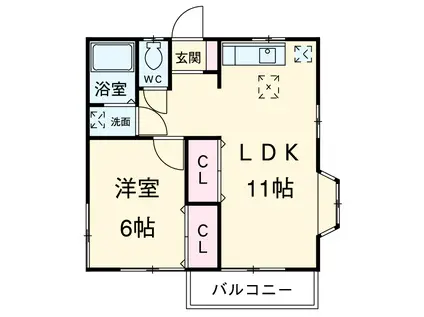 メゾン石原Ⅱ(1LDK/2階)の間取り写真
