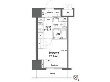 カスタリア大森2(1K/12階)の間取り写真