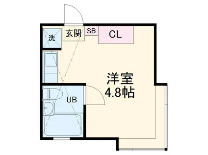 ピュアハウス山手壱番館(ワンルーム/2階)の間取り写真