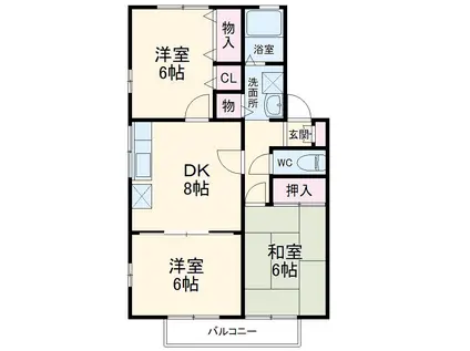 メルベーユ(3DK/1階)の間取り写真