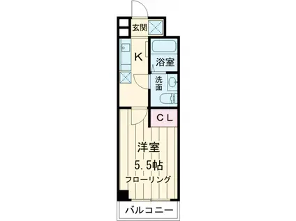 東京都新宿線 篠崎駅 徒歩2分 9階建 築33年(1K/2階)の間取り写真