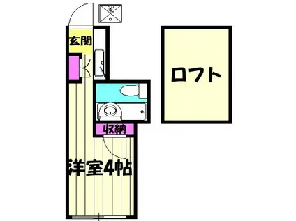 東京都新宿線 一之江駅 徒歩14分 2階建 築37年(1K/2階)の間取り写真