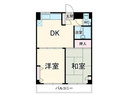 アパルトマン・トロワバレー・サントル(2DK/4階)の間取り写真