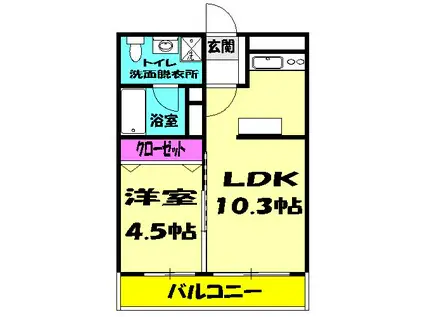 ダイワティアラ津田沼Ⅴ(1LDK/3階)の間取り写真