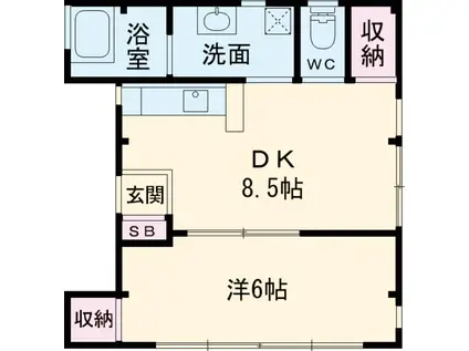 大川ビル(1DK/2階)の間取り写真