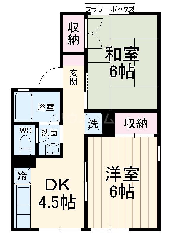 メゾンドール行徳(2DK/1階)の間取り写真