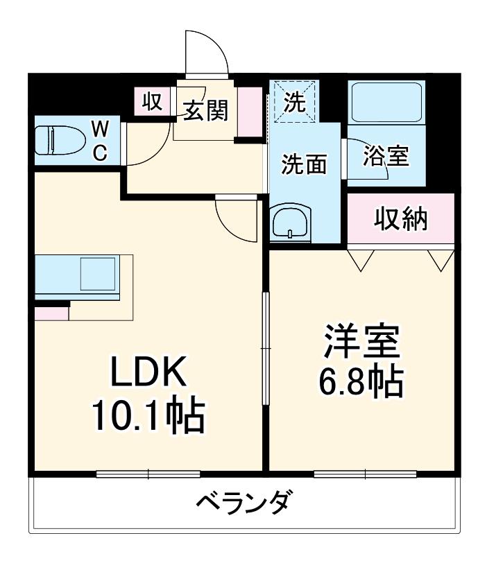 OAK湘南(1LDK/2階)の間取り写真