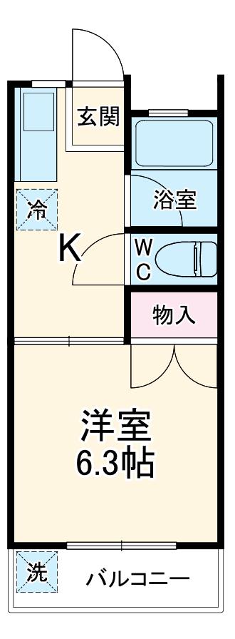 コーポ山の田(1K/1階)の間取り写真