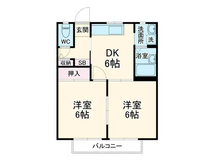 エトワール(2DK/2階)の間取り写真