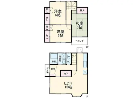 用田テラスＢ棟(2LDK)の間取り写真