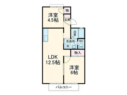 クレールハイツ鷺沼(2LDK/2階)の間取り写真