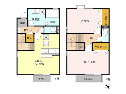 メゾンベール香澄(2LDK)の間取り写真