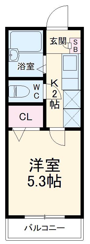 ステーションヴィラ大口Ⅱ(1K/2階)の間取り写真