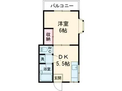 カーサ・リオ(1DK/2階)の間取り写真