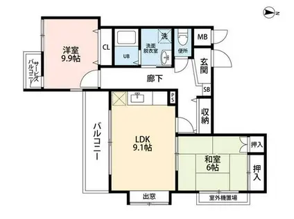 フォーチュナヴィラージュ(2LDK/2階)の間取り写真