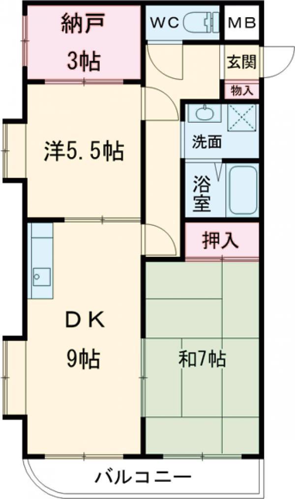 ガーデンヒルズ吉田(2SLDK/8階)の間取り写真