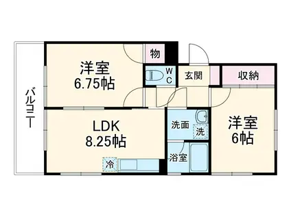サンシティヒコタA-1(2DK/1階)の間取り写真