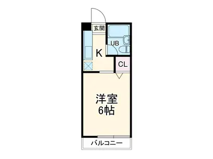 エレガンス名東(1K/1階)の間取り写真