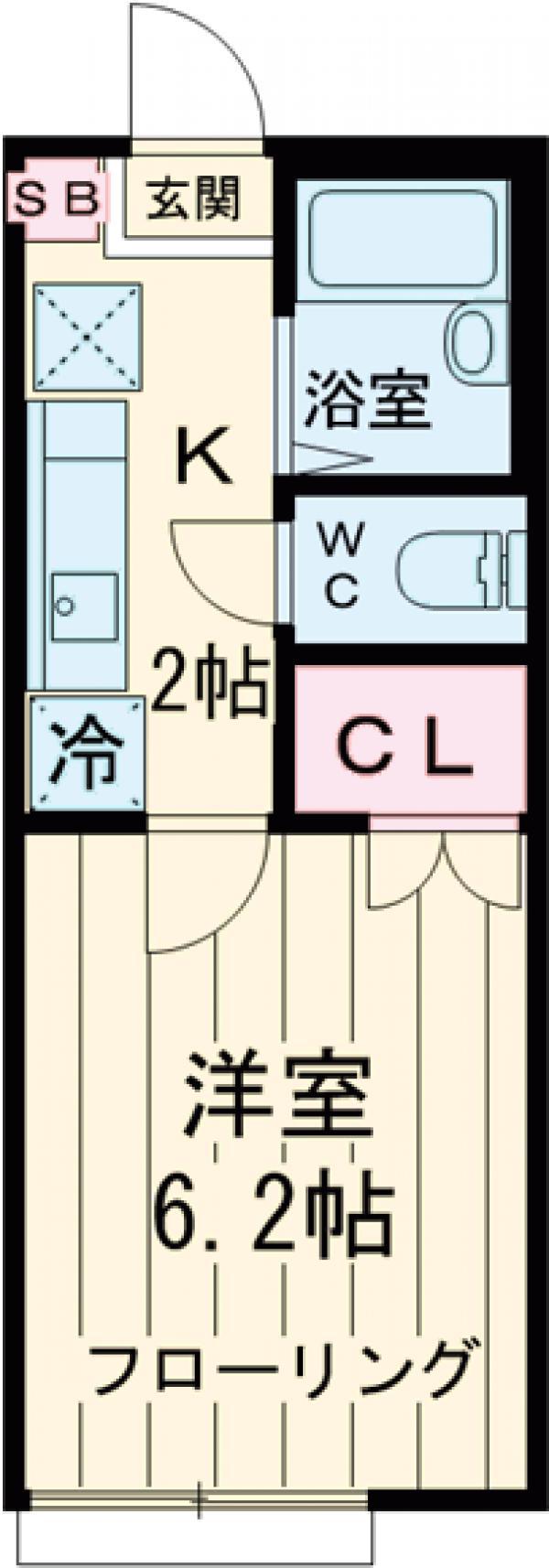 クレアーレ瑞江Ⅴ(1K/2階)の間取り写真