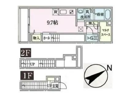 プラシード・U(ワンルーム/2階)の間取り写真