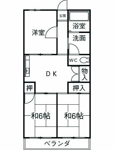 朝日ハイツ(3DK/2階)の間取り写真