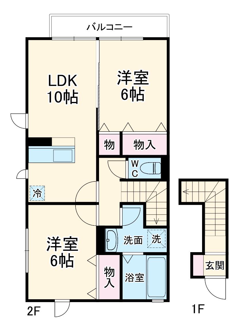 ラマージュⅢ(2LDK/2階)の間取り写真