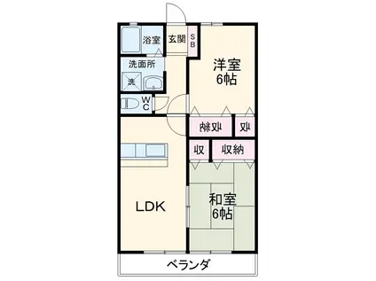 エーリS・A・S(2LDK/2階)の間取り写真