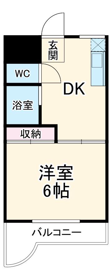 グリーンピア三郷(1DK/4階)の間取り写真