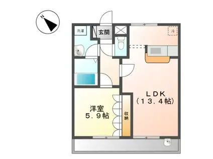 グレイスヴィラ湘南(1LDK/1階)の間取り写真