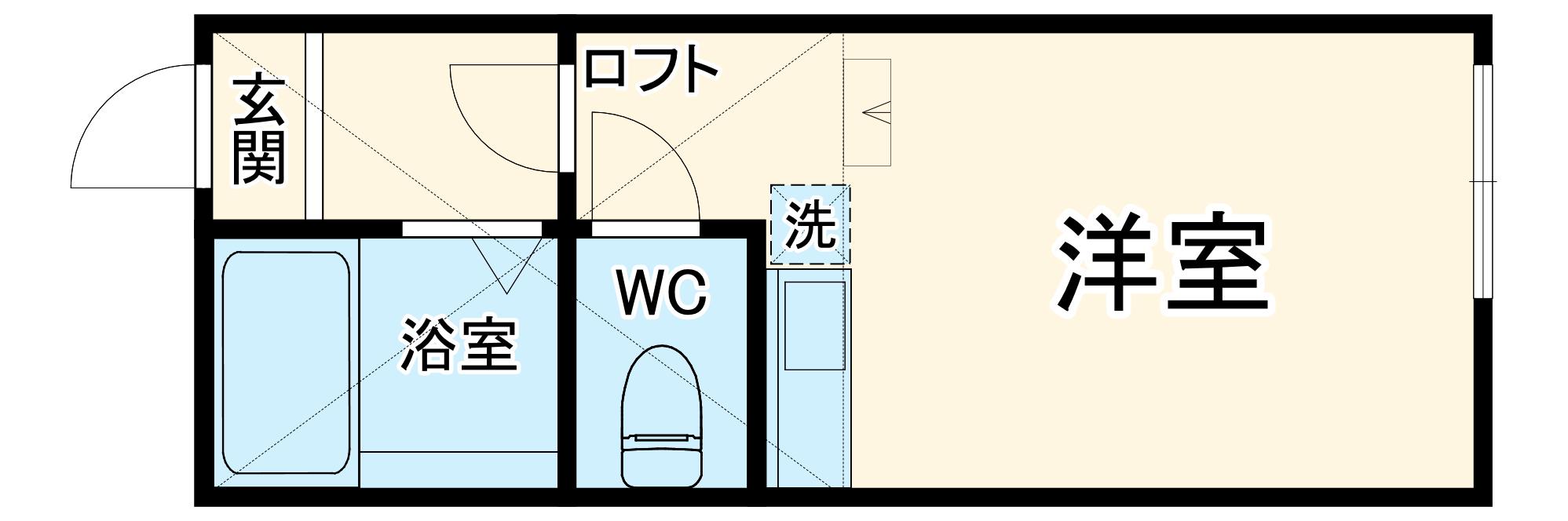ユナイト保土ヶ谷デムーロの杜(ワンルーム/2階)の間取り写真